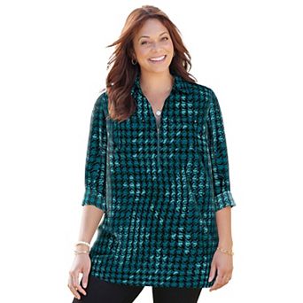 Catherines Women's Plus Size Petite Breezeway Half-Zip Tunic