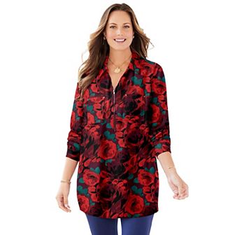 Catherines Women's Plus Size Petite Breezeway Half-Zip Tunic