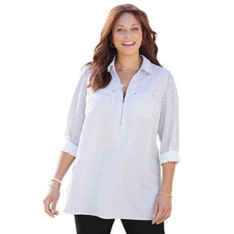 Catherines Women's Plus Size Petite Breezeway Half-Zip Tunic