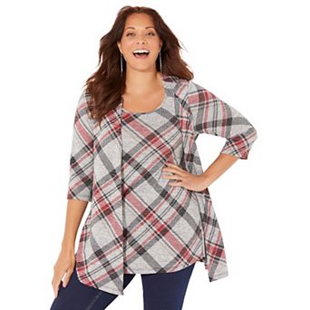 Catherines Women's Plus Size Petite Impossibly Soft Cardigan & Tank Duet
