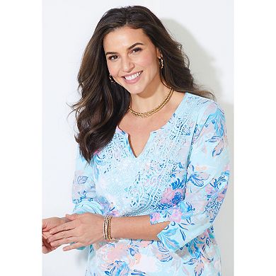 Catherines Women's Plus Size Liz&Me Applique Y Tunic