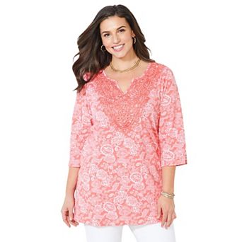 Catherines Women's Plus Size Liz&Me Applique Y Tunic