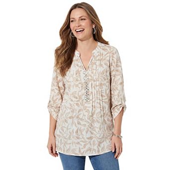 Catherines Women's Plus Size Pleated Linen Tunic