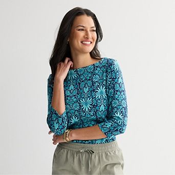 Women's Croft & Barrow® Stitched Bateau Top