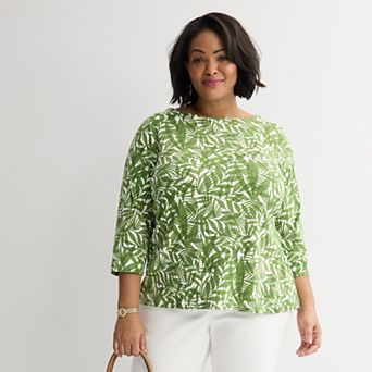 Plus Size Croft & Barrow® Stitched Bateau Elbow Sleeve T-Shirt