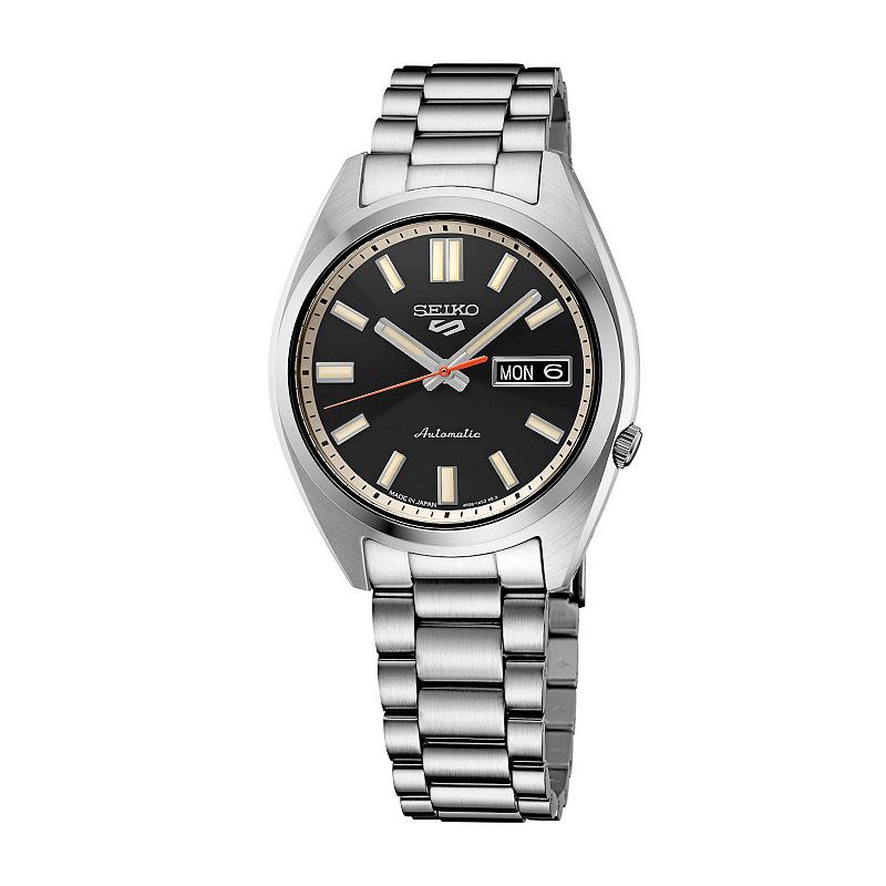 Men's Seiko 5 Sports Midsize Black Dial Stainless Steel Automatic Watch - SRPK89, Size: Medium, Silver