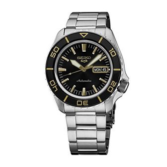 Men's Seiko 5 Sports Black Dial Stainless Steel Automatic Watch - SRPK99