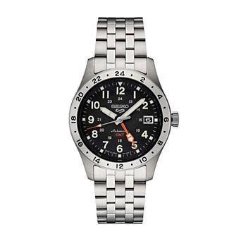 Men's Seiko 5 Sports GMT Black Dial Stainless Steel Automatic Watch - SSK023