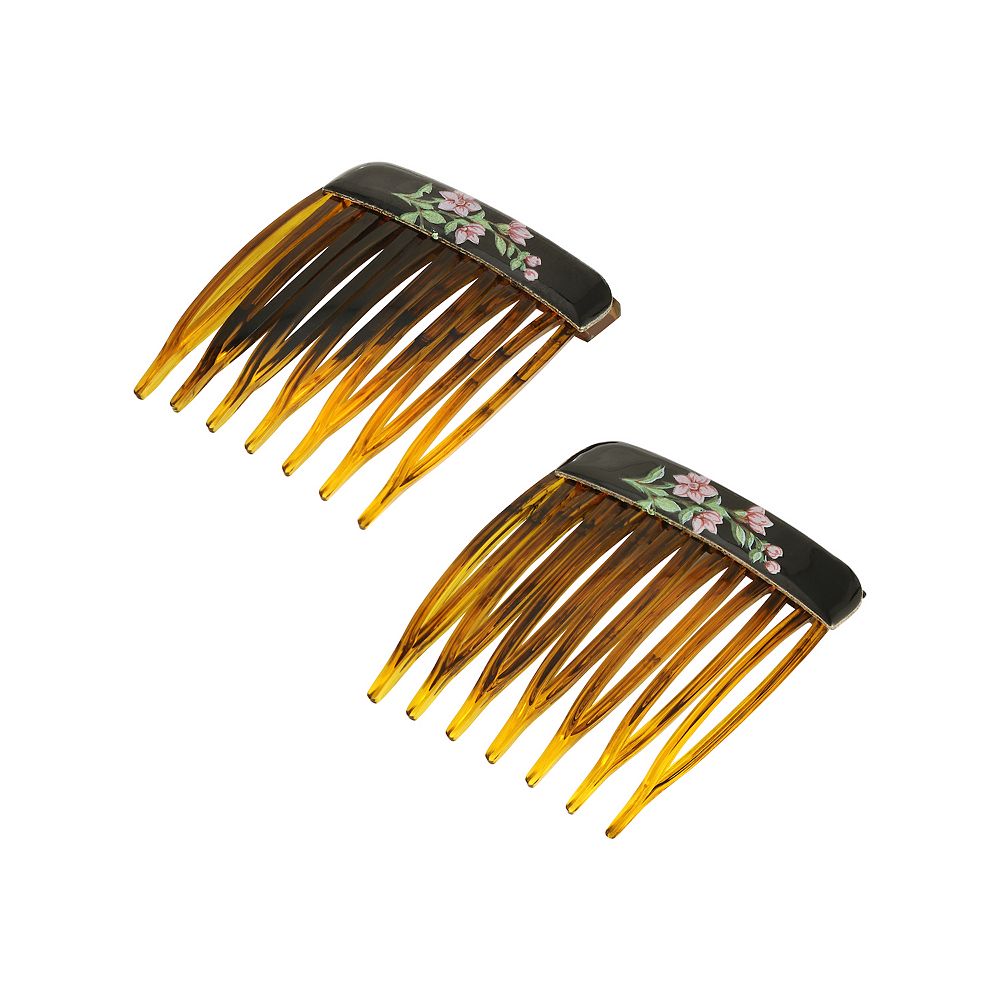 1928 Black Floral Hair Comb Pin