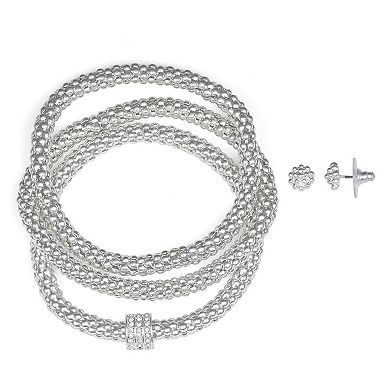 Nine West Popcorn Stretch Bracelet & Stud Earring Set