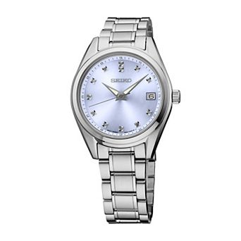 Women's Seiko Diamonds Light Blue Dial Stainless Steel Quartz Watch - SUR581