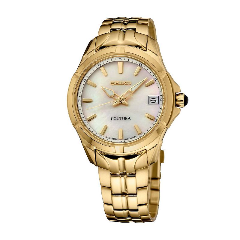 Women's Seiko Coutura Mother-of-Pearl Dial Quartz Watch - SUR588, Size: Medium, Gold