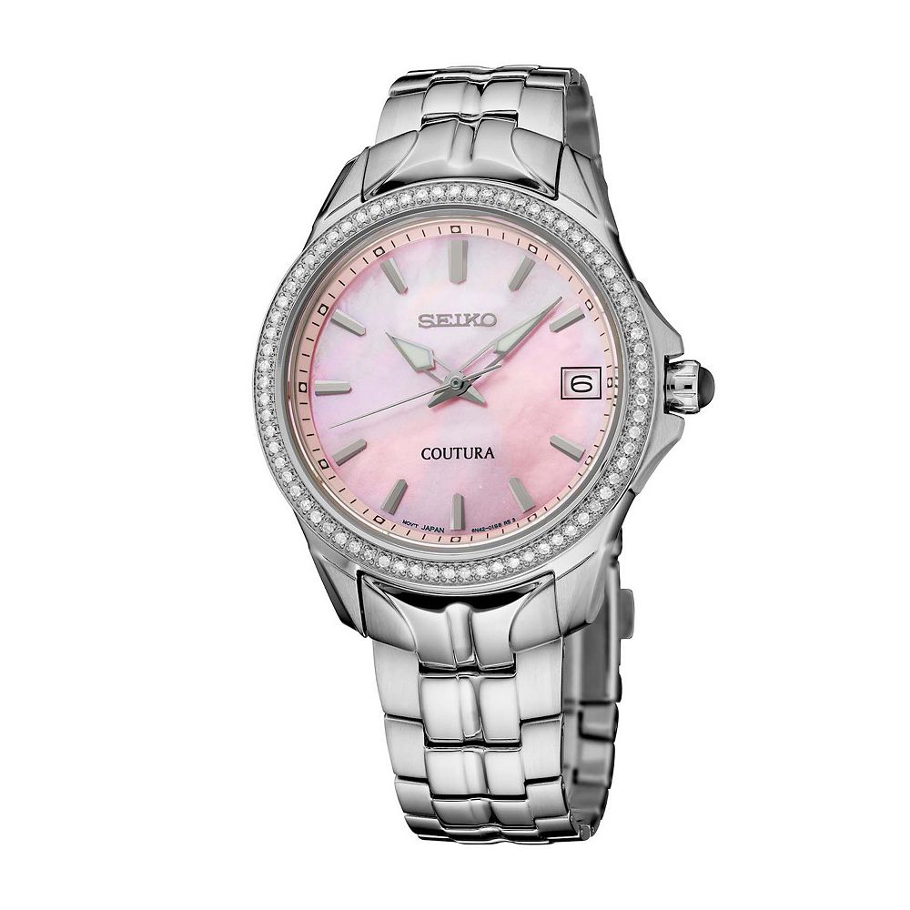 【SEIKO】Quartz Diamond Mother of Pearl Dial Ladies Watch Seiko SUR579 Mother-of-Pearl and Diamond Women's Watch