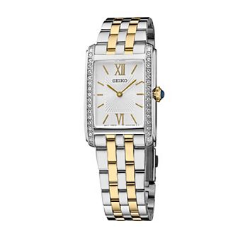 Women's Seiko Crystals Silver Dial Two Tone Quartz Watch - SWR093