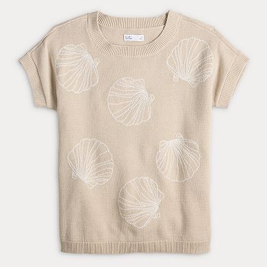 Women's Croft & Barrow® Embroidered Shell Pullover Sweater