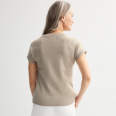 Women's Croft & Barrow® Embroidered Shell Pullover Sweater