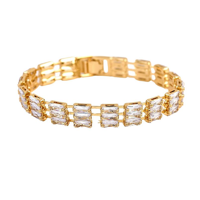 Danecraft Gold Tone Rectangle Cubic Zirconia Tennis Bracelet
