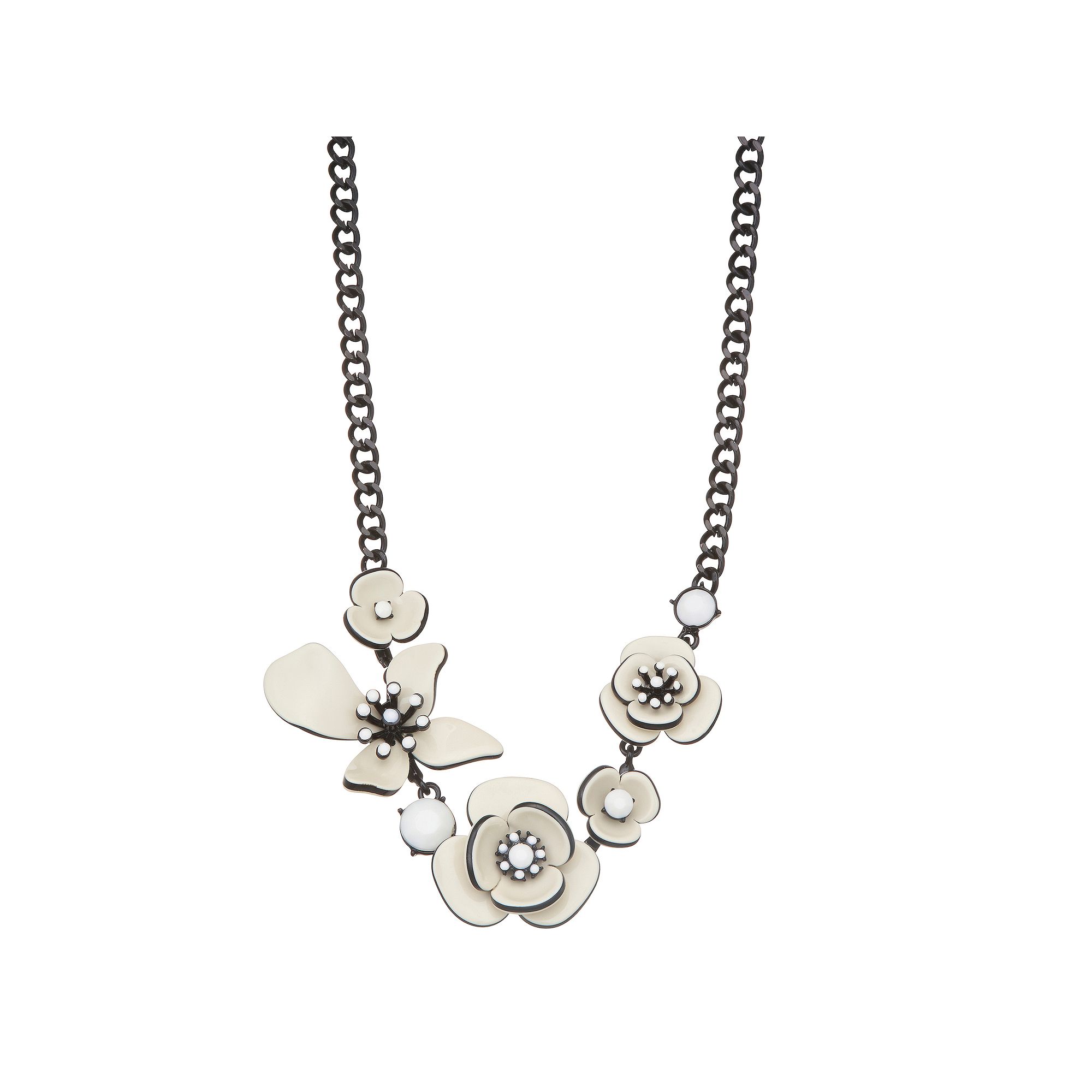 Simply Vera Vera Wang 17 in. Flower Frontal Necklace, Womens, White
