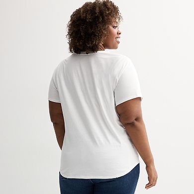 Plus Size Floral American Flag Graphic Tee