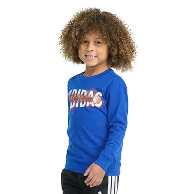 Toddler Boys adidas Long Sleeve Sport Graphic Tee