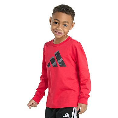 Toddler Boys adidas Long Sleeve Halftone Camo Logo Tee