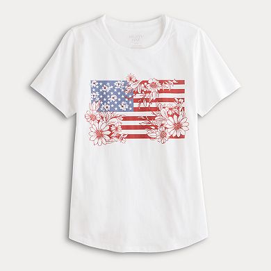 Women's Floral American Flag Graphic Tee