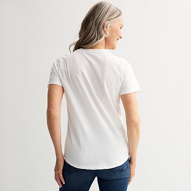 Women's Floral American Flag Graphic Tee