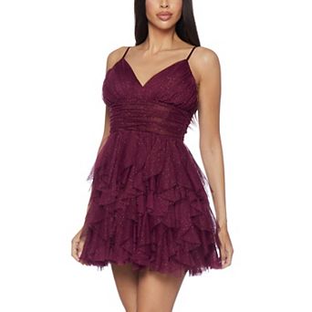 Juniors' B. Smart Spaghetti Strap V-Neck Ruffled Dress