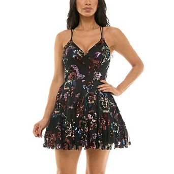 Juniors' B. Smart Double Spaghetti Fit & Flare Mini Dress