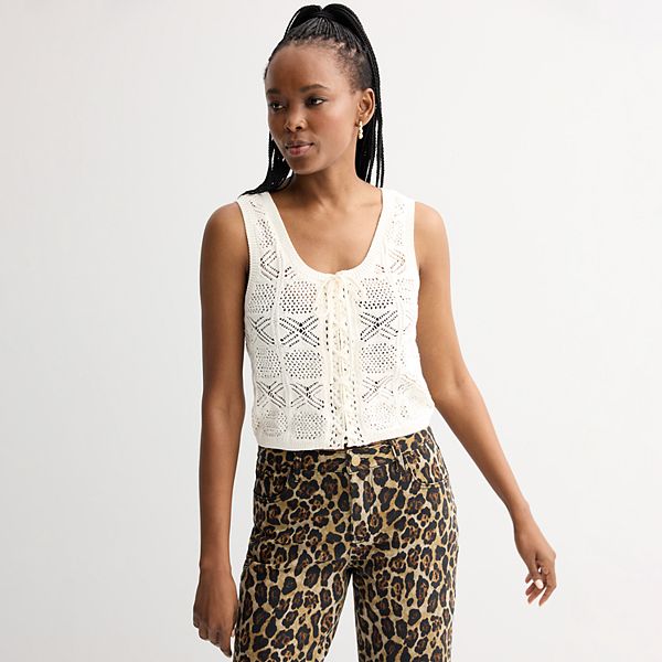 Women's INTEMPO™ Crochet Tie-Front Tank Top