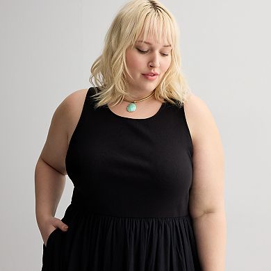Plus Size Nine West Bubble Hem Midi Dress