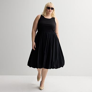 Plus Size Nine West Bubble Hem Midi Dress