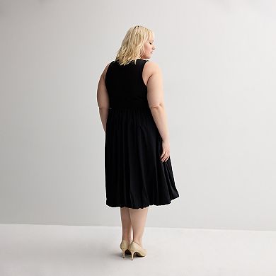Plus Size Nine West Bubble Hem Midi Dress