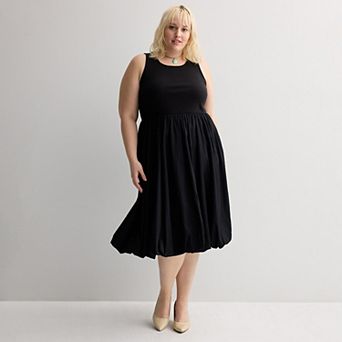 Plus Size Nine West Bubble Hem Midi Dress