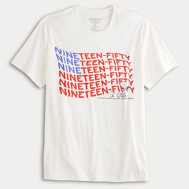 Men's Peanuts Snoopy & Woodstock "Nineteen-Fifty" Flag Graphic Tee