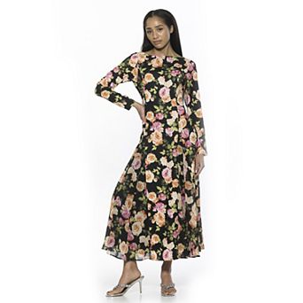 Women's ALEXIA ADMOR Elodie Crewneck Long Sleeve Midi Dress