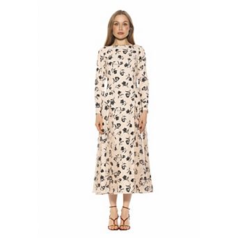 Women's ALEXIA ADMOR Elodie Crewneck Long Sleeve Midi Dress