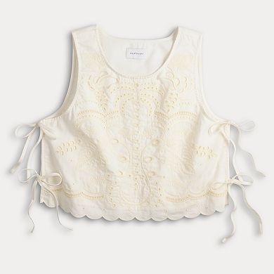Women's Fourth + Bay Side-Tie Embroidered Blouse