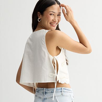 Women's Fourth + Bay Side-Tie Embroidered Blouse