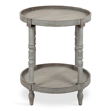 Bellport Round Wood Side Table with Shelf
