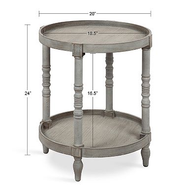 Bellport Round Wood Side Table with Shelf