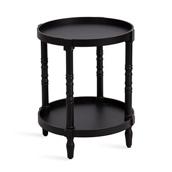 Bellport Round Wood Side Table with Shelf