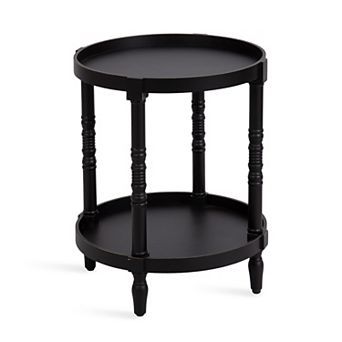 Bellport Round Wood Side Table with Shelf