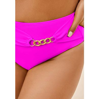 Swimsuits for All Women's High Waist Chain Accent Swim Brief