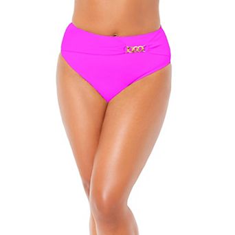 Swimsuits for All Women's Plus Size High Waist Chain Accent Swim Brief