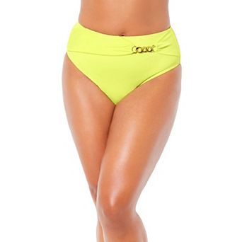 Swimsuits for All Women's Plus Size High Waist Chain Accent Swim Brief
