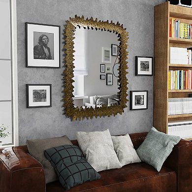Serrated Elegance: Grandiose Metal Frame Wall Mirror