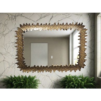 Serrated Elegance: Grandiose Metal Frame Wall Mirror