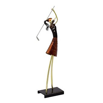 Metal Figurine Lady Playing Golf