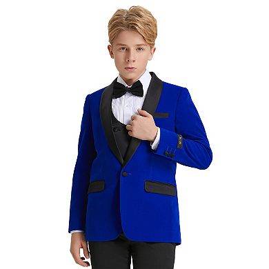 Little Boys 4-7 Christmas Deluxe Velvet 5-Piece Suit Set with Dress Shirt and Bowtie